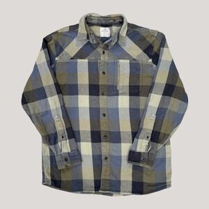 Ascend Shirt Mens Large Flannel Plaid Long‎ Sleeve Button Up Outdoors Zip Pocket